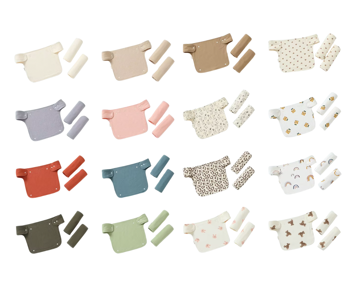 Baby Carrier Drool Set — Cotton Bib & Strap Guards