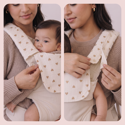 Baby Carrier Drool Set — Cotton Bib & Strap Guards